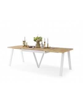AVERY eik Craft Goud/ onderkant wit - LOFT/INDUSTRIËLE TAFEL VOOR WOONKAMER / EETKAMER UITKLAPBAAR TOT 330 cm!