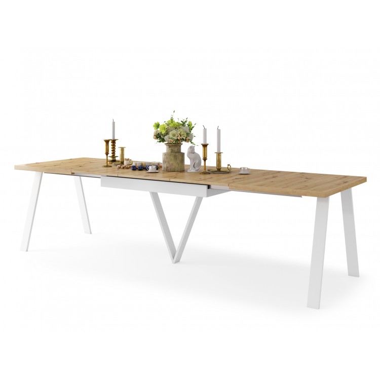 AVERY eik Artisan / onderkant wit - LOFT/INDUSTRIËLE TAFEL VOOR WOONKAMER / EETKAMER UITKLAPBAAR TOT 330 cm! AVERY eik Artisan / onderkant wit - LOFT/INDUSTRIËLE TAFEL VOOR WOONKAMER / EETKAMER UITKLAPBAAR TOT 330 cm!