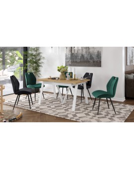 AVERY eik Artisan / onderkant wit - LOFT/INDUSTRIËLE TAFEL VOOR WOONKAMER / EETKAMER UITKLAPBAAR TOT 330 cm!