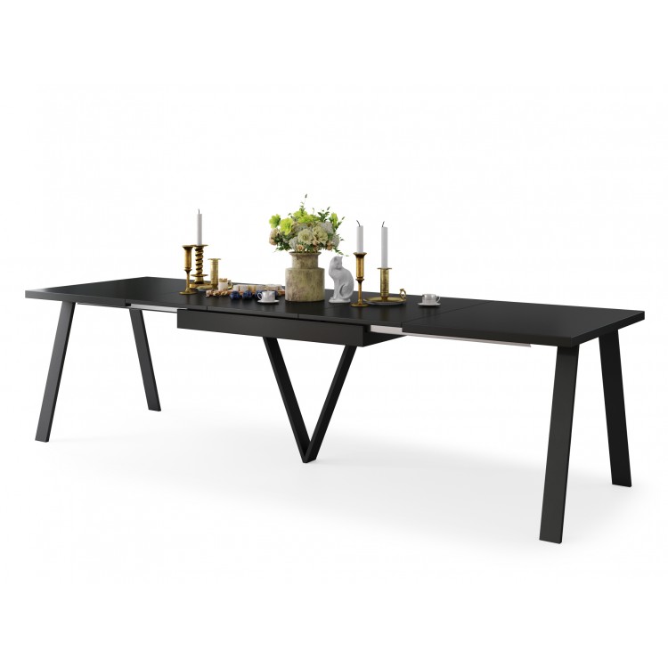 AVERY zwart mat - LOFT/INDUSTRIËLE TAFEL VOOR WOONKAMER / EETKAMER UITKLAPBAAR TOT 330 cm! AVERY zwart mat - LOFT/INDUSTRIËLE TAFEL VOOR WOONKAMER / EETKAMER UITKLAPBAAR TOT 330 cm!