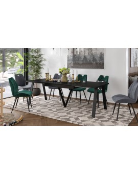 AVERY zwart mat - LOFT/INDUSTRIËLE TAFEL VOOR WOONKAMER / EETKAMER UITKLAPBAAR TOT 330 cm!