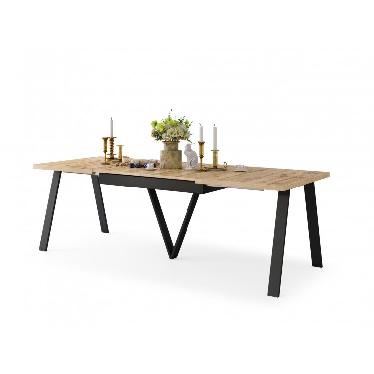 AVERY eik Wotan / onderkant zwart - LOFT/INDUSTRIËLE TAFEL VOOR WOONKAMER/ EETKAMER UITKLAPBAAR TOT 330 cm! AVERY eik Wotan / onderkant zwart - LOFT/INDUSTRIËLE TAFEL VOOR WOONKAMER/ EETKAMER UITKLAPBAAR TOT 330 cm!