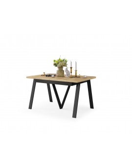 AVERY eik Craft goud/onderkant zwart - LOFT/INDUSTRIËLE TAFEL VOOR WOONKAMER / EETKAMER UITKLAPBAAR TOT 330 cm!