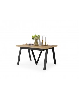 AVERY eik Artisan/onderkant zwart - LOFT/INDUSTRIËLE TAFEL VOOR WOONKAMER / EETKAMER UITKLAPBAAR TOT 330 cm!