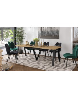AVERY eik Artisan/onderkant zwart - LOFT/INDUSTRIËLE TAFEL VOOR WOONKAMER / EETKAMER UITKLAPBAAR TOT 330 cm!
