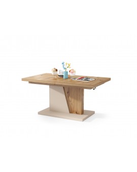 GRAND NOIR artisanaal eiken / beige, salontafel, uitschuifbaar