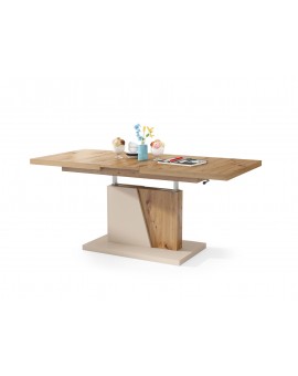 GRAND NOIR artisanaal eiken / beige, salontafel, uitschuifbaar
