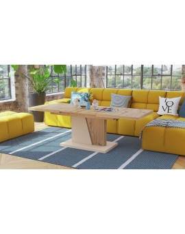 GRAND NOIR artisanaal eiken / beige, salontafel, uitschuifbaar