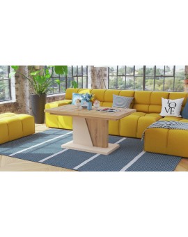 NOIR artisan eiken / beige, salontafel, uitschuifbaar