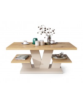 VIVA MAT Artisan eik/béžová - MODERNE KOFFIE TAFEL MET SCHAPPEN