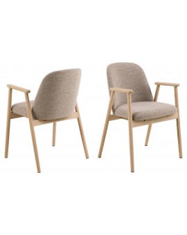 RODERIC Beige Latte (stof Monza 60)/frame geolied eiken - HOUTEN STOEL VOOR WOONKAMER, EETKAMER, KEUKEN RETRO