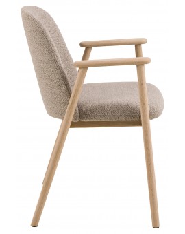 RODERIC Beige Latte (stof Monza 60)/frame geolied eiken - HOUTEN STOEL VOOR WOONKAMER, EETKAMER, KEUKEN RETRO