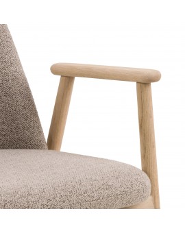 RODERIC Beige Latte (stof Monza 60)/frame geolied eiken - HOUTEN STOEL VOOR WOONKAMER, EETKAMER, KEUKEN RETRO