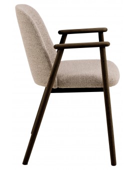 RODERIC Beige Latte (stof Monza 60) / frame gerookt gelakt eiken - HOUTEN STOEL VOOR WOONKAMER, EETKAMER, KEUKEN RETRO