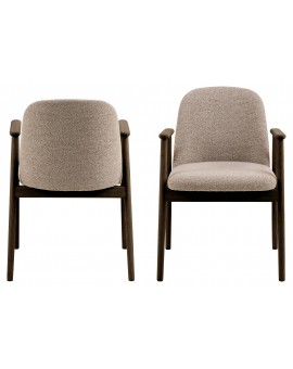 RODERIC Beige Latte (stof Monza 60) / frame gerookt gelakt eiken - HOUTEN STOEL VOOR WOONKAMER, EETKAMER, KEUKEN RETRO