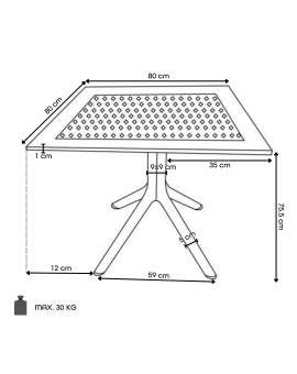 FLAVIO 80x80 Wit - MODERNE VIERKANTEN TUINTAFEL (voor keuken, café, tuin)