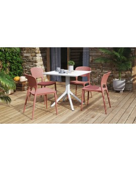 FLAVIO 80x80 Wit - MODERNE VIERKANTEN TUINTAFEL (voor keuken, café, tuin)