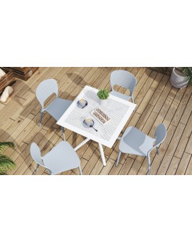FLAVIO 80x80 Wit - MODERNE VIERKANTEN TUINTAFEL (voor keuken, café, tuin)