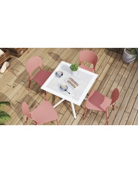 FLAVIO 80x80 Wit - MODERNE VIERKANTEN TUINTAFEL (voor keuken, café, tuin)