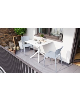 FLAVIO 80x80 Wit - MODERNE VIERKANTEN TUINTAFEL (voor keuken, café, tuin)