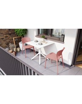 FLAVIO 80x80 Wit - MODERNE VIERKANTEN TUINTAFEL (voor keuken, café, tuin)
