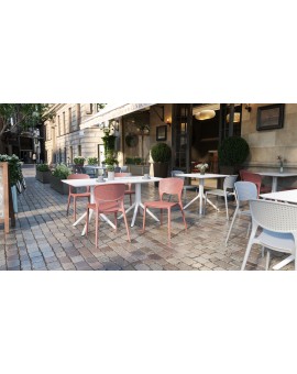 FLAVIO 80x80 Wit - MODERNE VIERKANTEN TUINTAFEL (voor keuken, café, tuin)