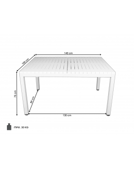 YASU WIT - MODERNE RECHTHOEKIGE TUINTAFEL (voor keuken, café, tuin)