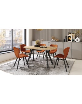 ALMO Hrast Craft Zlatni/noge crne – OKRUGLI, RAZVLAČNI LOFT/INDUSTRIJALNI STOL ZA DNEVNI BORAVAK/BLAGOVAONICU