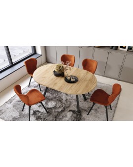 ALMO Hrast Craft Zlatni/noge crne – OKRUGLI, RAZVLAČNI LOFT/INDUSTRIJALNI STOL ZA DNEVNI BORAVAK/BLAGOVAONICU