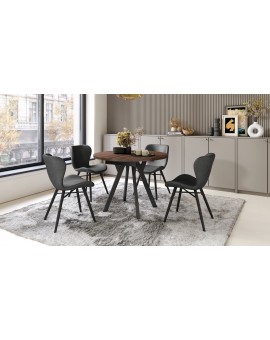 ALMO Eiken Bruin/Zwarte poten - RONDE LOFT/INDUSTRIËLE TAFEL VOOR WOONKAMER/EETKAMER, UITSCHUIFBAAR
