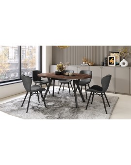 ALMO Eiken Bruin/Zwarte poten - RONDE LOFT/INDUSTRIËLE TAFEL VOOR WOONKAMER/EETKAMER, UITSCHUIFBAAR