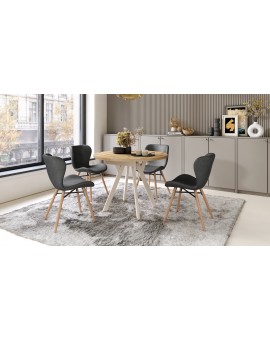 ALDO Eiken Artisan/Beige poten - RONDE LOFT/INDUSTRIËLE TAFEL VOOR WOONKAMER/EETKAMER, UITSCHUIFBAAR