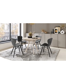ALMO Beige/Beige poten - RONDE LOFT/INDUSTRIËLE TAFEL VOOR WOONKAMER/EETKAMER, UITSCHUIFBAAR