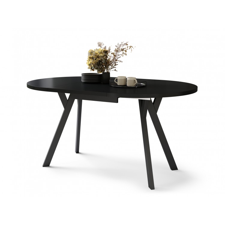 ALDO Zwarte/Zwarte poten - RONDE LOFT/INDUSTRIËLE TAFEL VOOR WOONKAMER/EETKAMER, UITSCHUIFBAAR ALDO Zwarte/Zwarte poten - RONDE LOFT/INDUSTRIËLE TAFEL VOOR WOONKAMER/EETKAMER, UITSCHUIFBAAR