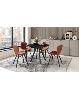 ALDO Zwarte/Zwarte poten - RONDE LOFT/INDUSTRIËLE TAFEL VOOR WOONKAMER/EETKAMER, UITSCHUIFBAAR