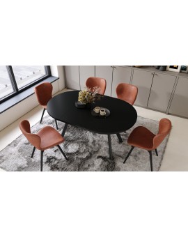 ALDO Zwarte/Zwarte poten - RONDE LOFT/INDUSTRIËLE TAFEL VOOR WOONKAMER/EETKAMER, UITSCHUIFBAAR