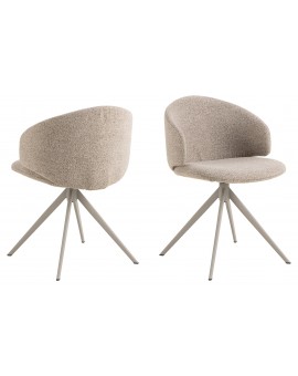 NELA Beige Latte (stof Monza 90)/beige poten - MODERNE GESTOFFEERDE DRAAISTOEL VOOR WOONKAMER/EETKAMER/KANTOOR LOFT
