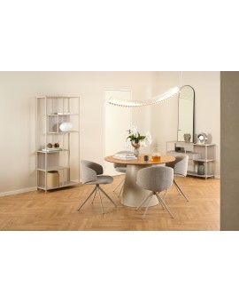 NELA Béžové Latte (látka Monza 90)/béžové nohy – MODERNÁ OTOČNÁ ČALÚNENÁ STOLIČKA DO OBÝVAČKY/JEDÁLNE/KANCELÁRIE LOFT