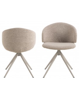 NELA Beige Latte (stof Monza 90)/beige poten - MODERNE GESTOFFEERDE DRAAISTOEL VOOR WOONKAMER/EETKAMER/KANTOOR LOFT