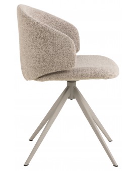 NELA Beige Latte (stof Monza 90)/beige poten - MODERNE GESTOFFEERDE DRAAISTOEL VOOR WOONKAMER/EETKAMER/KANTOOR LOFT