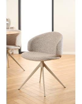 NELA Beige Latte (stof Monza 90)/beige poten - MODERNE GESTOFFEERDE DRAAISTOEL VOOR WOONKAMER/EETKAMER/KANTOOR LOFT