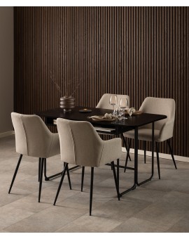 VERA Beige (stof Basel 24) - MODERNE KUIPVORMIGE GESTOFFEERDE STOEL VOOR WOONKAMER / LOFT