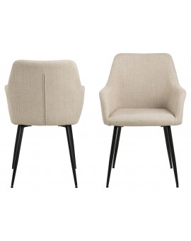 VERA Beige (stof Basel 24) - MODERNE KUIPVORMIGE GESTOFFEERDE STOEL VOOR WOONKAMER / LOFT