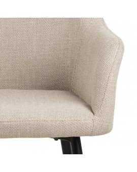 VERA Beige (stof Basel 24) - MODERNE KUIPVORMIGE GESTOFFEERDE STOEL VOOR WOONKAMER / LOFT