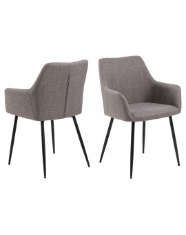 VERA Lichtgrijs Taupe (stof Basel 34) - MODERNE KUIPVORMIGE GESTOFFEERDE STOEL VOOR WOONKAMER / LOFT