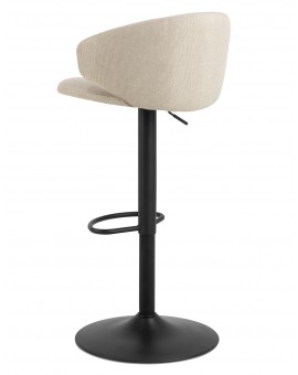 NELA Beige (stof Basel 24)/zwarte poten - DRAAIBARE BARKRUK MET BEKLEDING - VOOR   KEUKEN SALON RESTAURANT