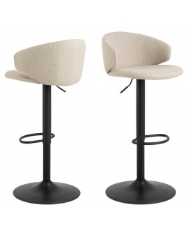 NELA Beige (stof Basel 24)/zwarte poten - DRAAIBARE BARKRUK MET BEKLEDING - VOOR   KEUKEN SALON RESTAURANT