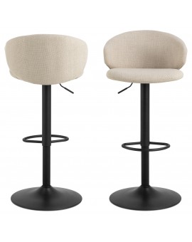 NELA Beige (stof Basel 24)/zwarte poten - DRAAIBARE BARKRUK MET BEKLEDING - VOOR   KEUKEN SALON RESTAURANT