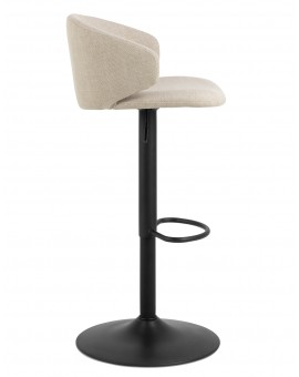 NELA Beige (stof Basel 24)/zwarte poten - DRAAIBARE BARKRUK MET BEKLEDING - VOOR   KEUKEN SALON RESTAURANT