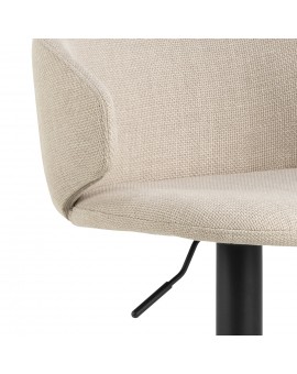 NELA Beige (stof Basel 24)/zwarte poten - DRAAIBARE BARKRUK MET BEKLEDING - VOOR   KEUKEN SALON RESTAURANT